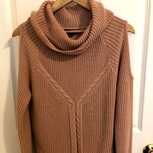 Cold shoulder mauve knit sweater